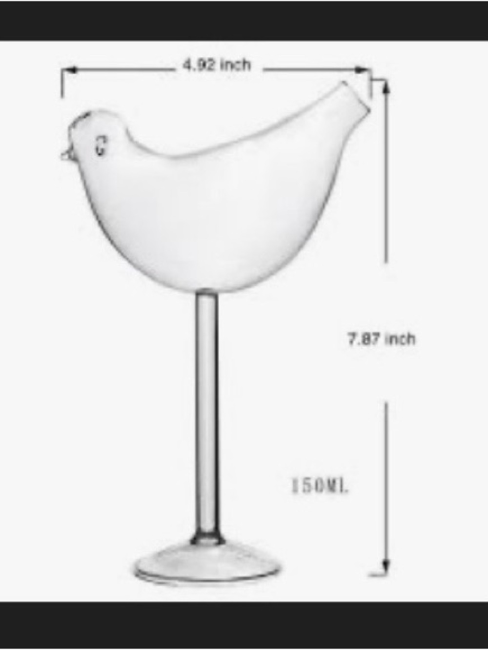 Flutes Bird Shaped Cocktail Glass - Picture 4 of 4